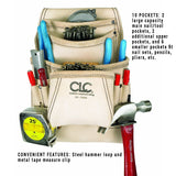 CLC Custom Leathercraft 179354 Carpenter's Nail and Tool Bag Reversed Top Grain, 10 Pocket Custom Leathercraft