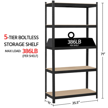 Topeakmart 5-Tier Utility Shelves, Metal Storage Shelves Garage Shelving Unit Adjustable Garage Storage Shelves Storage Racks Heavy Duty Shed Topeakmart