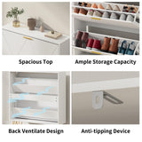CARPETNAL Shoe Cabinet for Entryway Slim, White Shoe Storage Cabinet with 2 Flip Drawers, Narrow Shoe Rack Cabinet, Freestanding Shoe Cabinet CARPETNAL