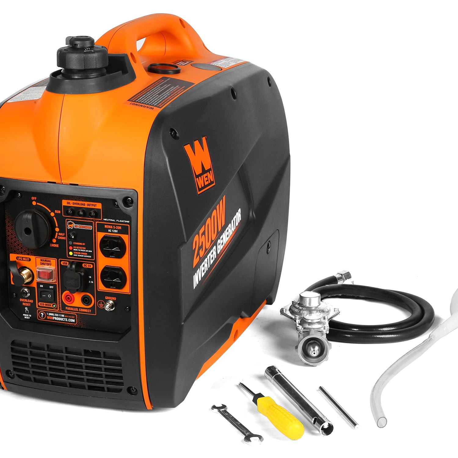 WEN DF250iX Super Quiet 2500-Watt Portable Dual Inverter Generator with Fuel Shut-Off and CO Sensor, Black WEN