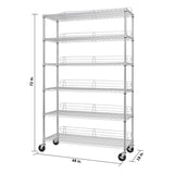 TRINITY EcoStorage Heavy Duty 6-Tier Adjustable Wire Shelving with Wheels and Backstands for Kitchen Organization, Garage Shelving, NSF Certified, TRINITY
