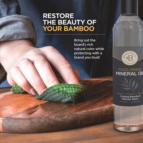 Food Grade Mineral Oil - Cutting Board Oil, Butcher Block Oil to Maintain Wood Cutting Board Conditioner, Protects & Restores Wood, Bamboo, and Teak Bambüsi
