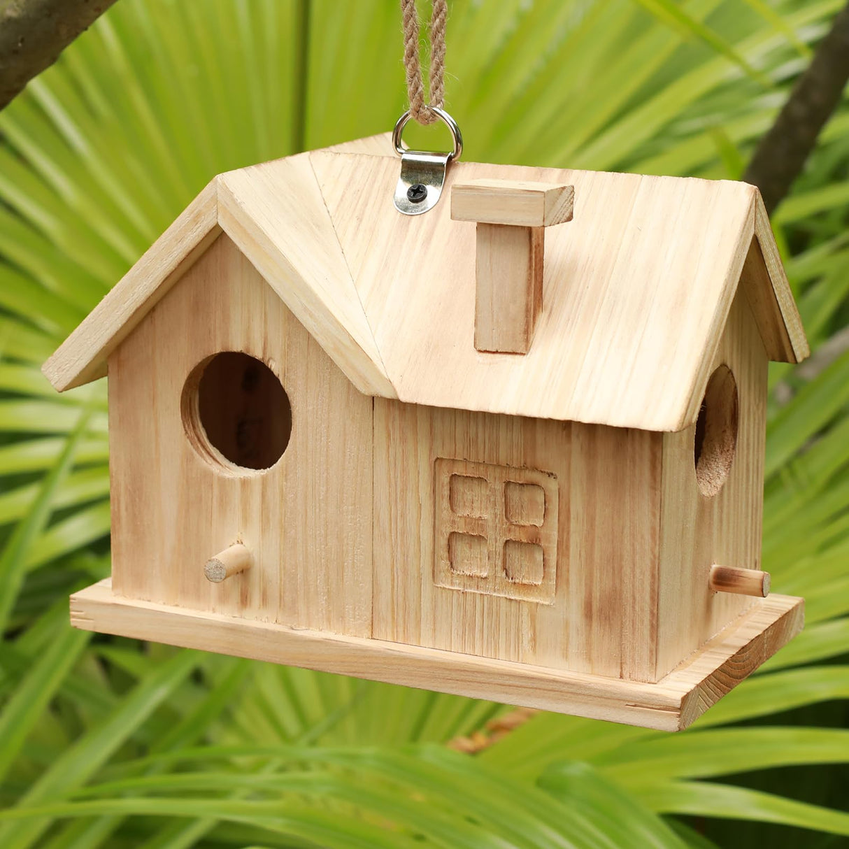 Bird House Outdoors Hanging Bird House for Outside - Unfinished Wooden Birdhouse for Painting - Sheltered Warm Place for Small Birds Bluebird House- STARSWR