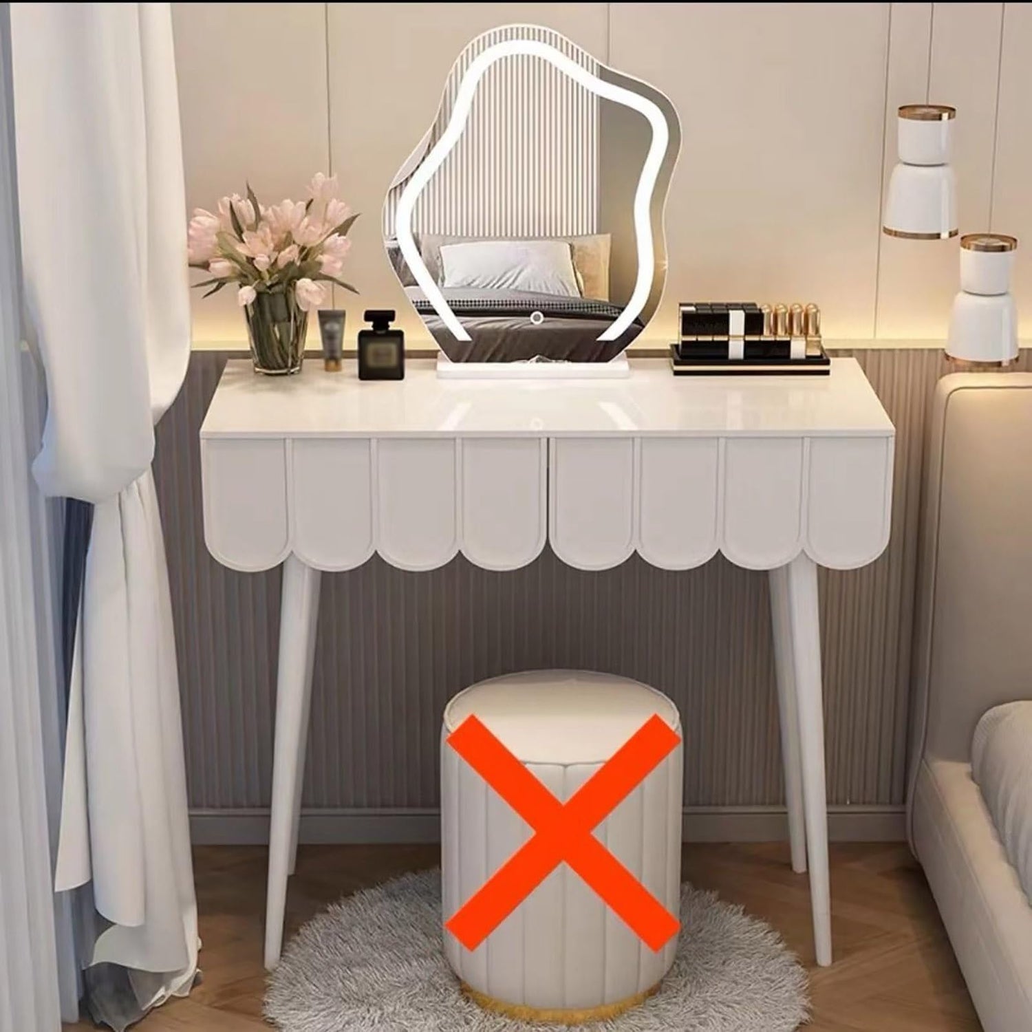 39.4" Makeup Vanity with Lights and Drawers Large-Capacity Storage Space Zoned Storage Vanity Table Set with Mirror High-Definition Mirror Clear QQB