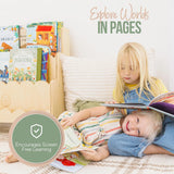 Fable Twig Scalloped Edge Wooden Kids Bookshelf - 3-Tier Montessori Book Organizer for Playroom and Nursery Fable Twig