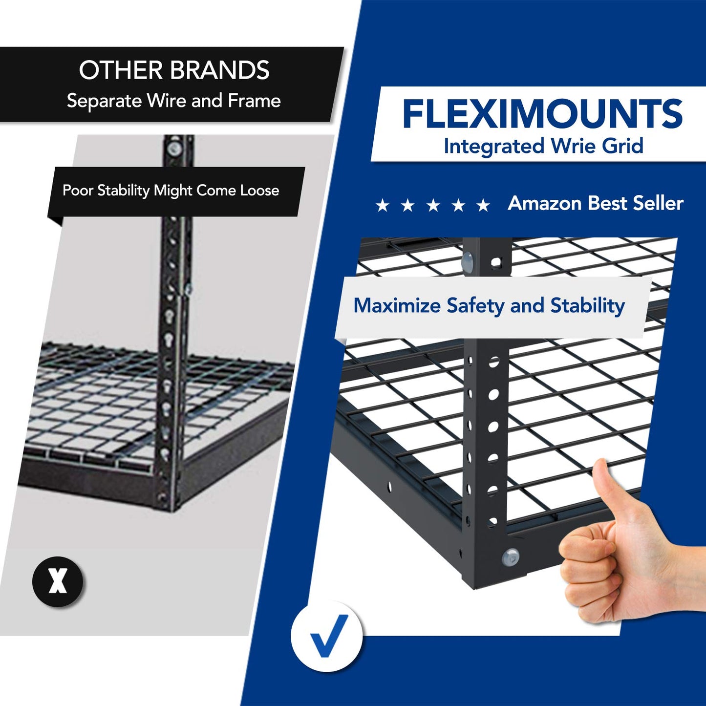 FLEXIMOUNTS 4x8 Overhead Garage Storage Rack, Garage Storage Organization System, Heavy Duty Metal Garage Ceiling Storage Racks, 2 pack, Hammertone - WoodArtSupply