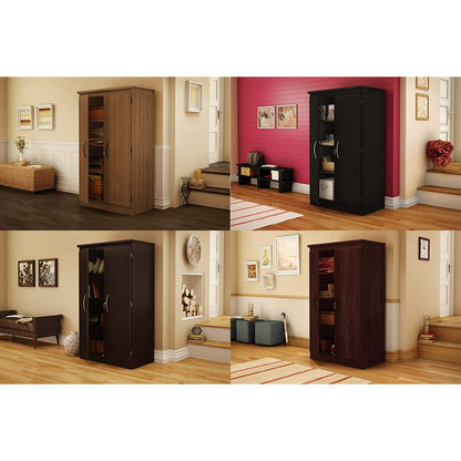 South Shore Tall 2-Door Storage Cabinet with Adjustable Shelves, Royal Cherry - WoodArtSupply