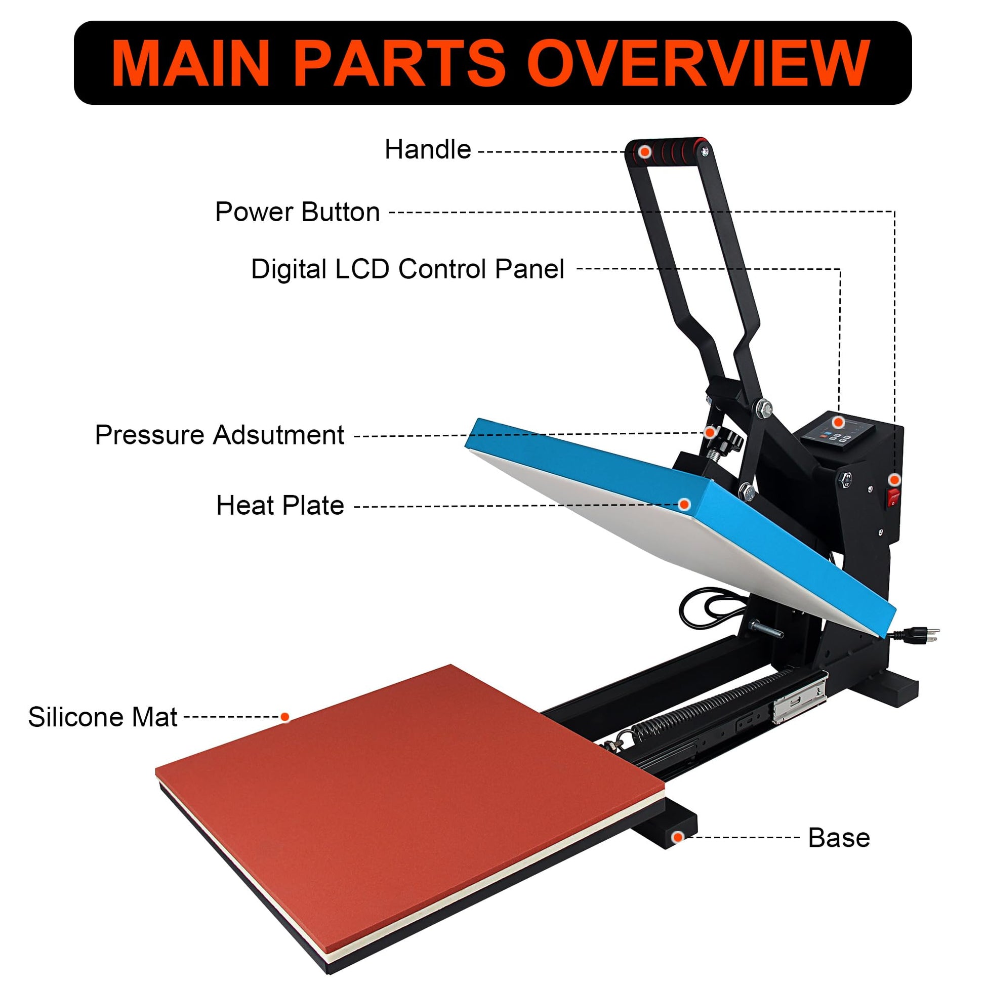 Heat Press Machine with Slide Out Drawer 15x15 Inch for T-Shirt with Digital Control Panel Industrial Sublimation Printer High Precision Hot Press - WoodArtSupply