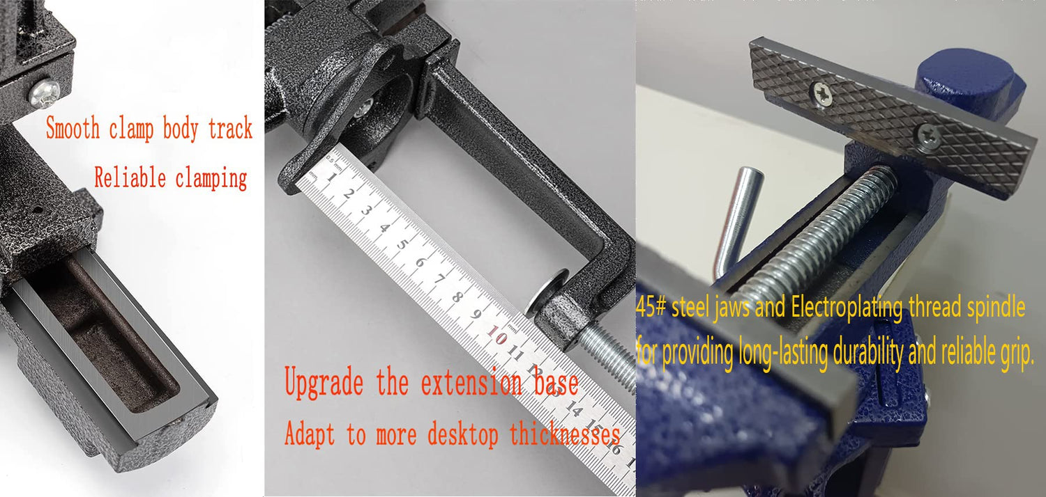 2-in-1 Dual-Purpose Combined Bench Vise or Table Vise with end-locking arrangement; Portable Universal Rotate 360° Work Clamp-On Vise, 2.5" Black Jingqis