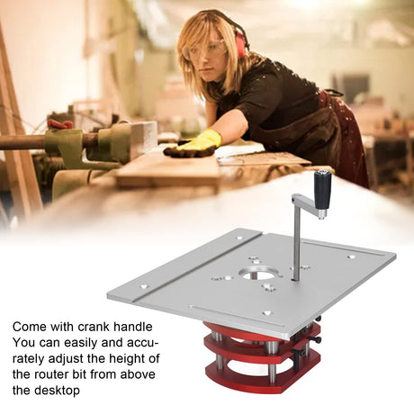 Acogedor Router Lift Kit, Metal Router Lift System with Router Table Insert Plate, 4 Jaw Clamping, Router Lift Base Accessories (Silver) Acogedor