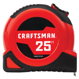 CRAFTSMAN 25-Ft Tape Measure with Fraction Markings, Retractable, Self-Locking Blade (CMHT37225) Craftsman