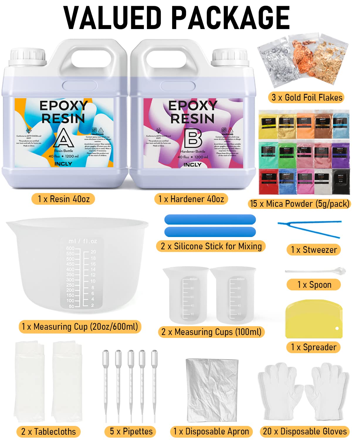 LET'S RESIN 80oz Crystal Clear Casting Resin Kit Bubbles Free