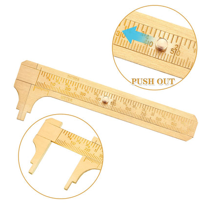 2 Pcs Brass Vernier Caliper Pocket Caliper Handy Caliper Measuring Mini Tool Double Scale Sliding Gauge Metal Pocket Ruler for Bead Wire Jewels Rings - WoodArtSupply