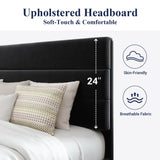 Allewie Queen Size Velvet Upholstered Platform Bed Frame with Wooden Slats Allewie