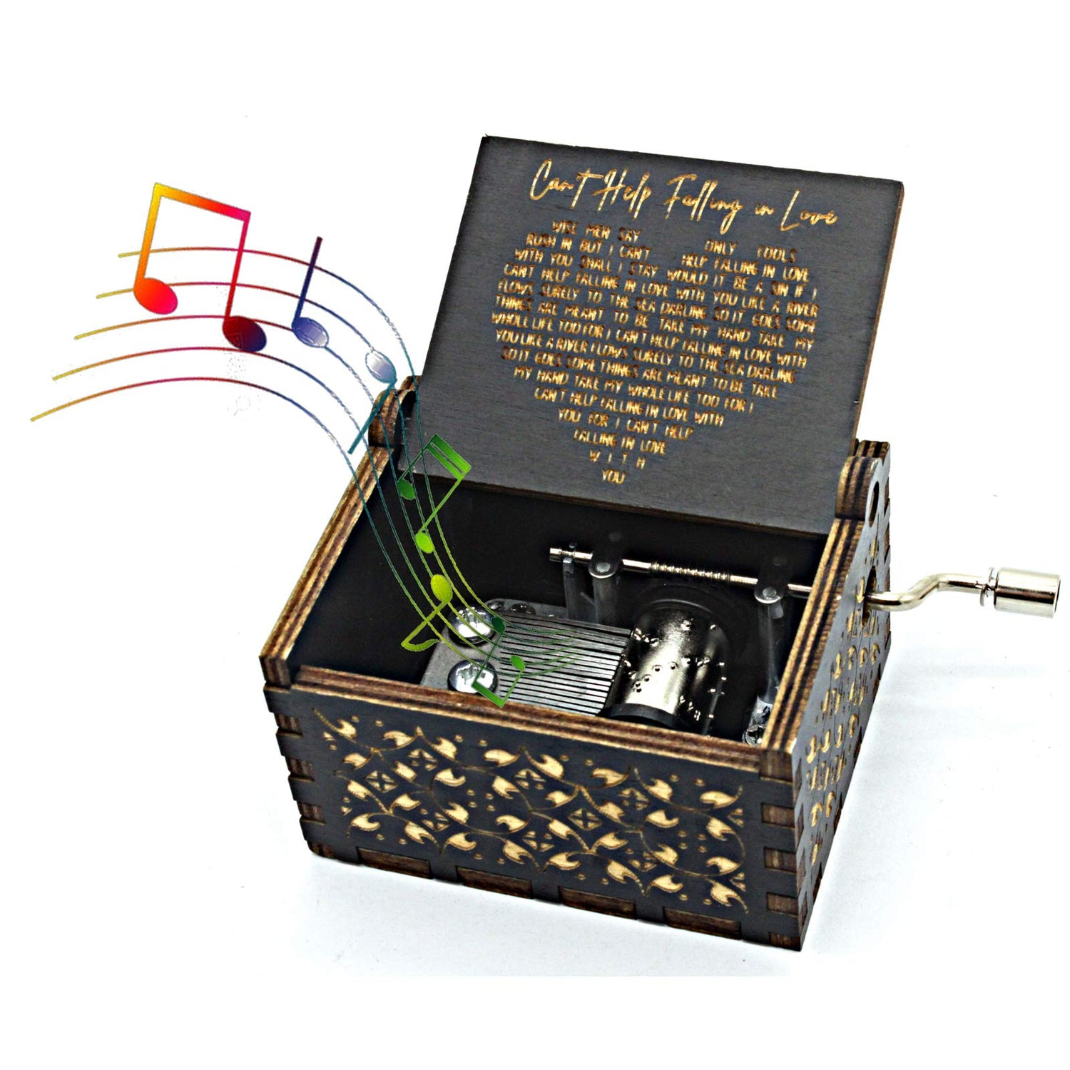 Can't Help Falling in Love Wood Music Box, Antique Engraved Musical Boxes Case for Love One Wooden Music Box - Gifts for Lover, Boyfriend, WoodArtSupply