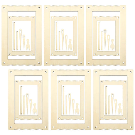 Thyle 6 Sets Rectangle Weaving Loom Kit 5.3 x 7.8'', 7.9 x 11.8'' Wood Weaving Loom with Needles and Tools DIY Looms for Weaving Kids Adult Beginners Thyle