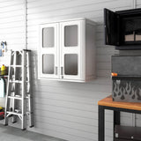 ADDOK Resin Wall Cabinet, 30.2 Inch Outdoor Storage Cabinet with Doors,Lockable Cabinet for Garage, Kitchen, Tool Room, Waterproof Storage Shed ADDOK