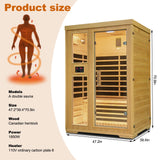 2 Person Far Infrared Home Sauna,Hemlock Wood Dry sauna Box,1750W 7 Carbon Crystal Heating Panels Indoor Sauna Room, Personal Sauna Hot Yoga DWKWE