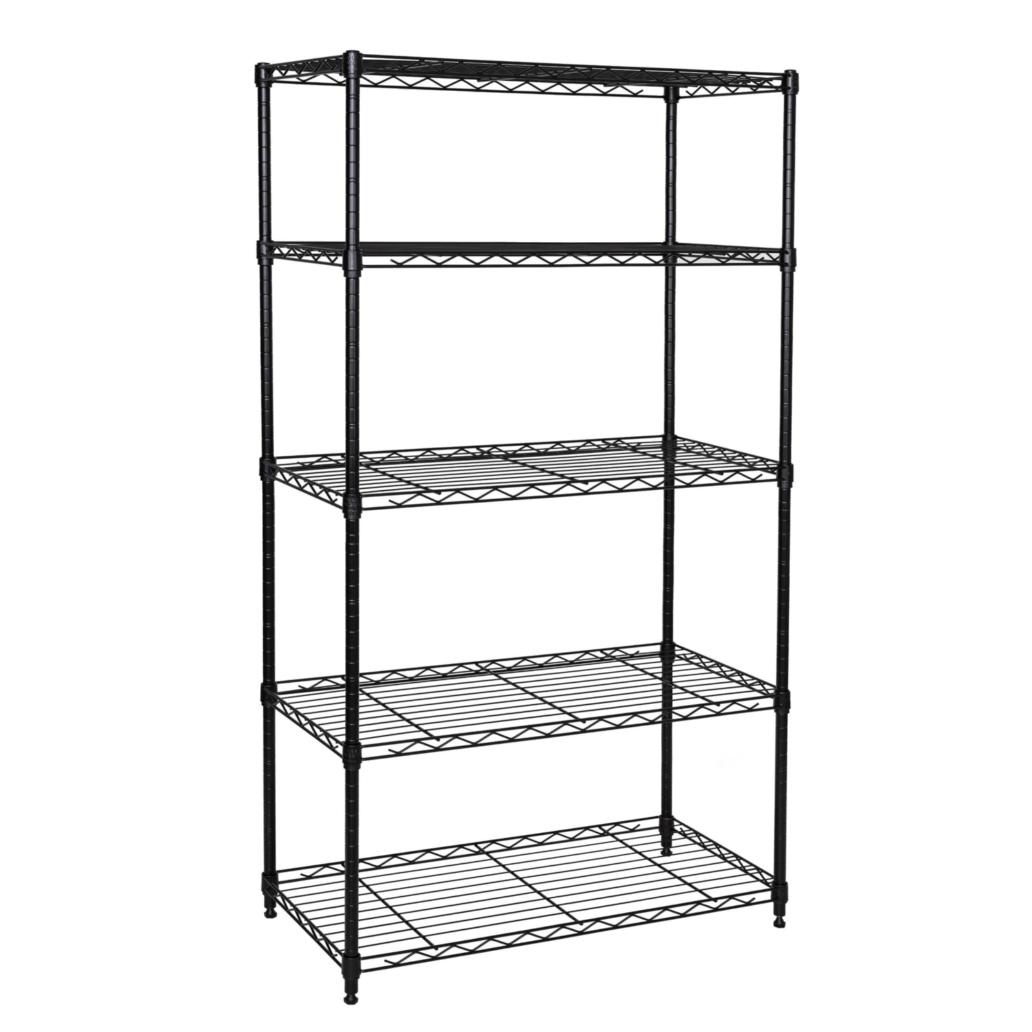 Seville Classics Solid Steel Wire Shelving Storage Unit Adjustable Shelves Organizer Rack, for Home, Kitchen, Office, Garage, Bedroom, Closet, Black, Seville Classics