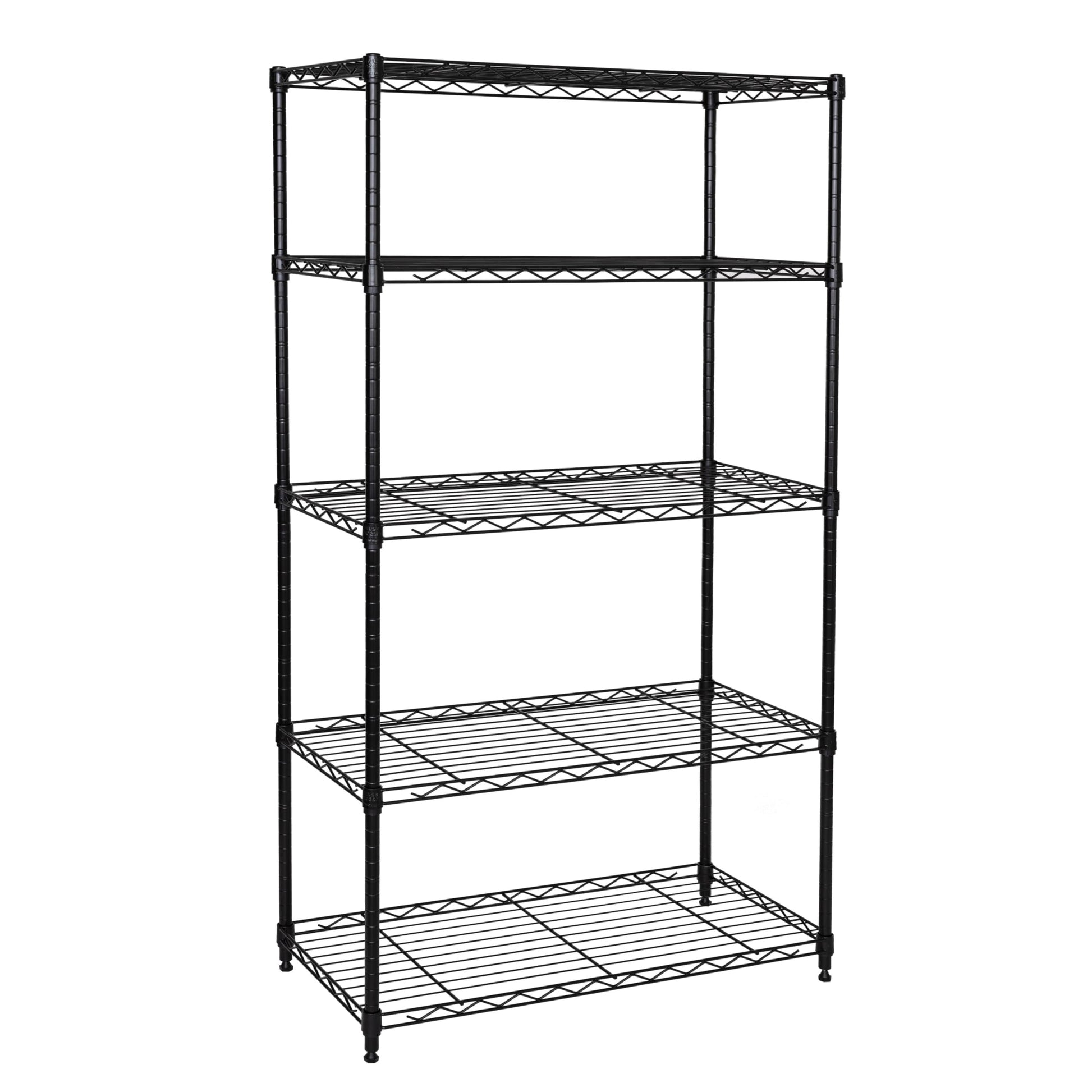 Seville Classics Solid Steel Wire Shelving Storage Unit Adjustable Shelves Organizer Rack, for Home, Kitchen, Office, Garage, Bedroom, Closet, Black, - WoodArtSupply