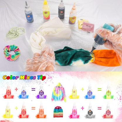 DIY Tie Dye Kit, Emooqi 26 Colors Fabric Dye Art Set with Rubber Bands, Gloves, Spoon, Funnel, Apron, and Table Covers-Great for Craft Arts Fabric - WoodArtSupply