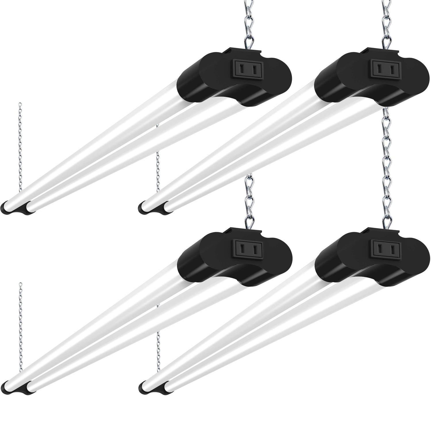 BBOUNDER 4 Pack Linkable LED Utility Shop Light, 4 FT, 4000 LM, 48 Inch Integrated Fixture for Garage, 40W Equivalent 250W, 5000K Daylight, Surface + BBOUNDER