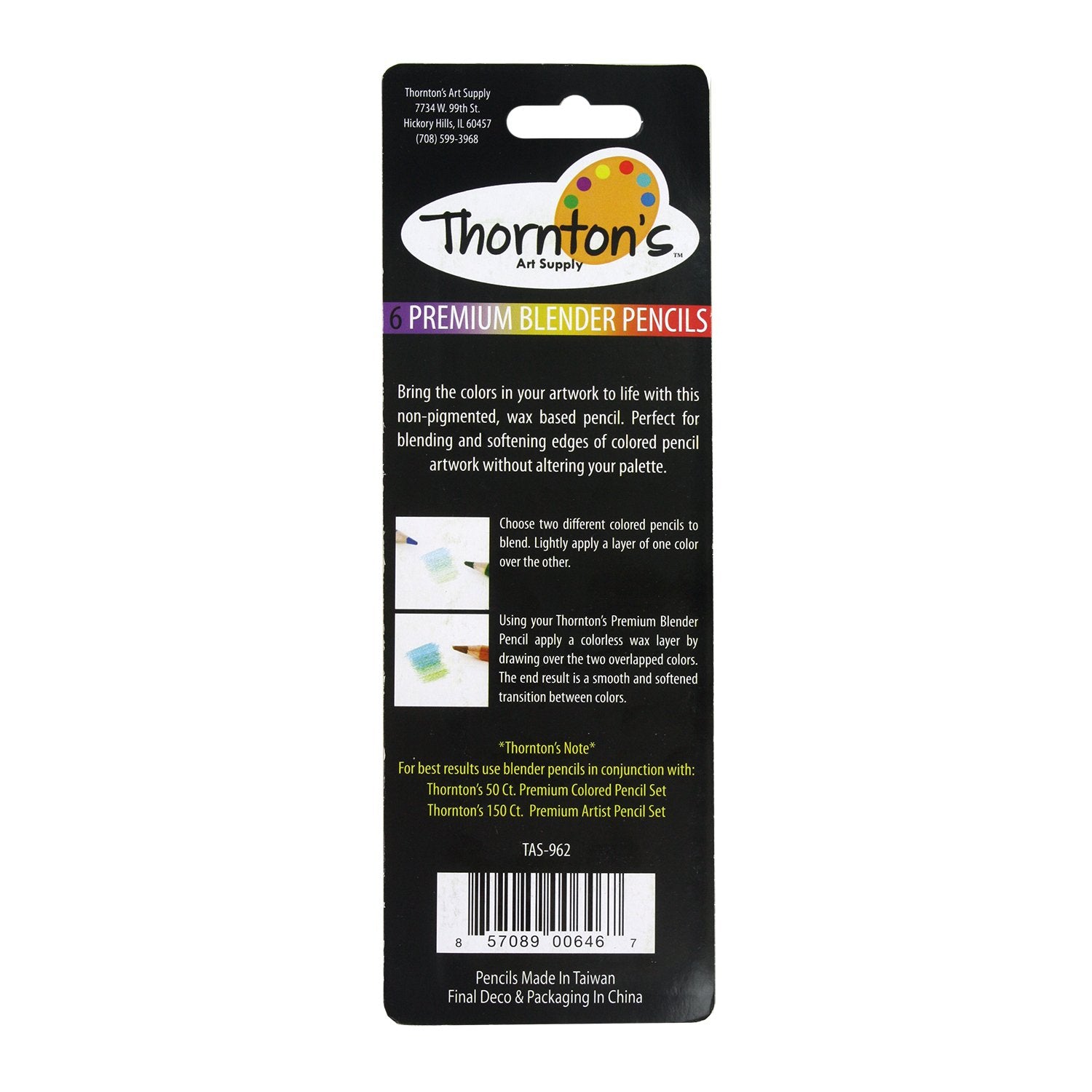 Thornton's Art Supply Premium Colorless Blender Pencil 12 Count Wax Based for Drawing Sketching Blending Shading Softening Artwork | Non-Pigmented - WoodArtSupply