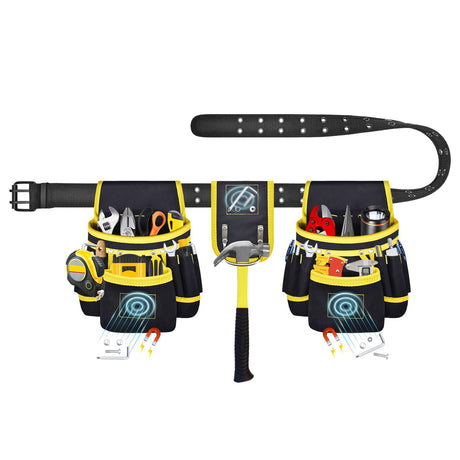 Tool Belt, Magnetic Tool Pouch with 26 Pockets for Men Heavy Duty Tool Pouch Bag, Detachable Tool Bags for Carpenter Electrician Construction Utility XonyiCos