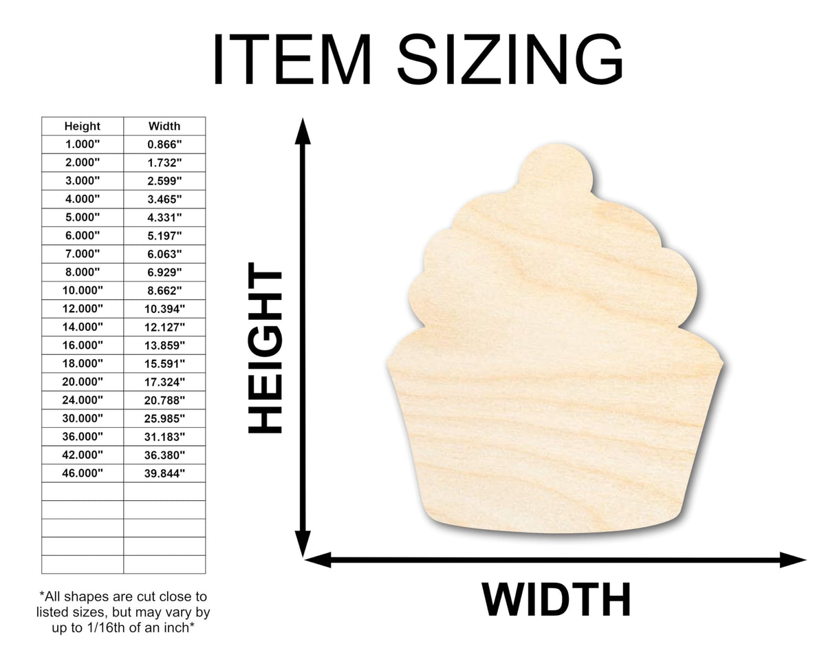 Unfinished Wood Cherry Cupcake Shape - Craft - up to 36" 6" / 1/8" 24 Hour Crafts