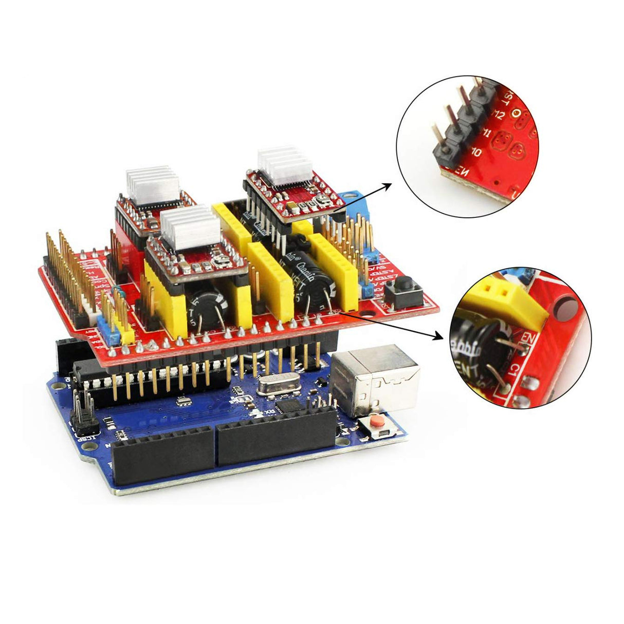 KeeYees Professional 3D Printer CNC Kit with E-Tutorial - CNC Shield Expansion Board V3.0 Board A4988 Stepper Motor Driver DC Power Cable Mechanical KeeYees
