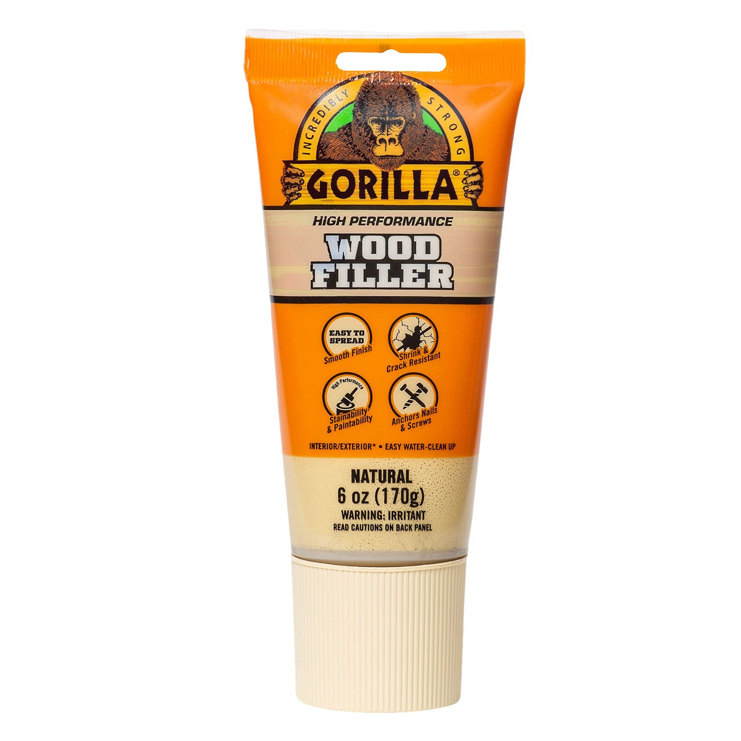 Gorilla All Purpose Wood Filler, 6oz Tube, Natural (Pack of 1) - WoodArtSupply