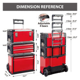 BIG RED Stackable Rolling Tool Box Portable Metal Toolbox Organizer,Separate Rolling Upright Trolley Tool Chest with Wheels and 2 Drawers for BIG RED