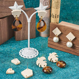 Fashewelry 32pcs Wood Stud Earring Findings White Ash Wood Earring Blanks with Loop Heart Teardrop Leaf Rectangle Trapezoid Pentagon Shape for Dangle FASHEWELRY
