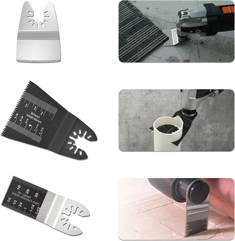 Protoiya 87 PCS Oscillating Tool Blades, Wood Metal Plastic Quick Release Oscillating Multitool Saw Blades Accessories with Sandpaper Compatible with Protoiya