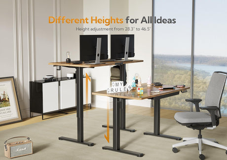 Claiks Standing Desk with Drawers, Stand Up Electric Standing Desk Adjustable Height, Sit Stand Desk Computer Workstation, 48 Inch, Rustic Brown Claiks