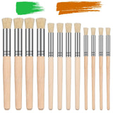 Wooden Stencil Brushes Natural Stencil Bristle Brushes Dome Art Painting Brushes Wood Paint Template Brush for Acrylic Oil Watercolor Art Painting Patelai
