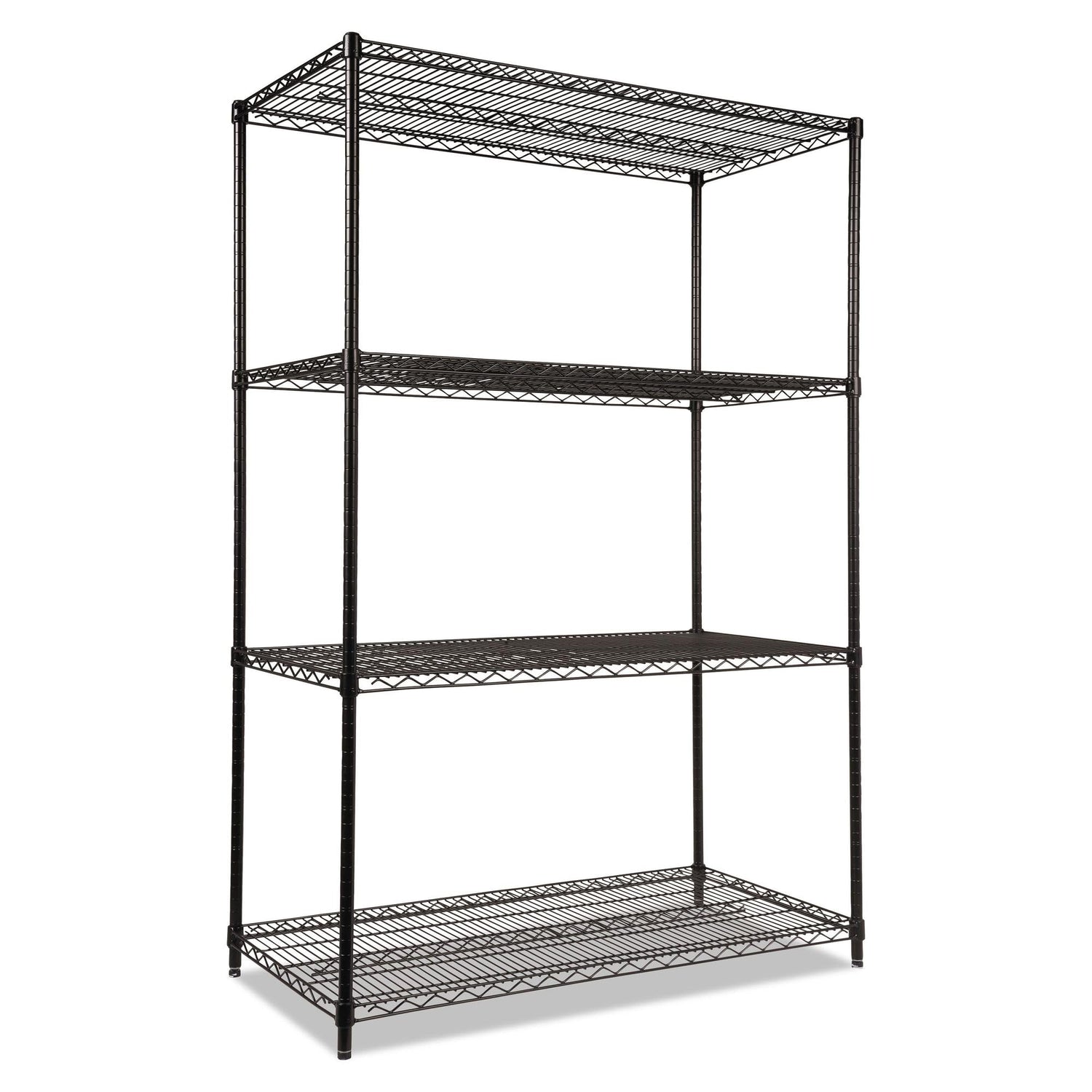 Alera ALE Industrial Heavy-Duty Wire Shelving Starter Kit, 4-Shelf, 48w x 24d x 72h, Black Alera