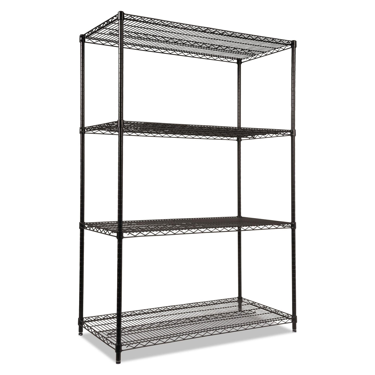Alera ALE Industrial Heavy-Duty Wire Shelving Starter Kit, 4-Shelf, 48w x 24d x 72h, Black Alera