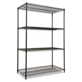 Alera ALE Industrial Heavy-Duty Wire Shelving Starter Kit, 4-Shelf, 48w x 24d x 72h, Black Alera