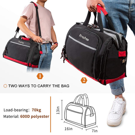 Pnochoo Waterproof Tool Bags for Men or Women, 16-inch Wide Mouth Tool Tote Bag with 25 Pockets for Tool Organizer & Storage, with Adjustable pnochoo