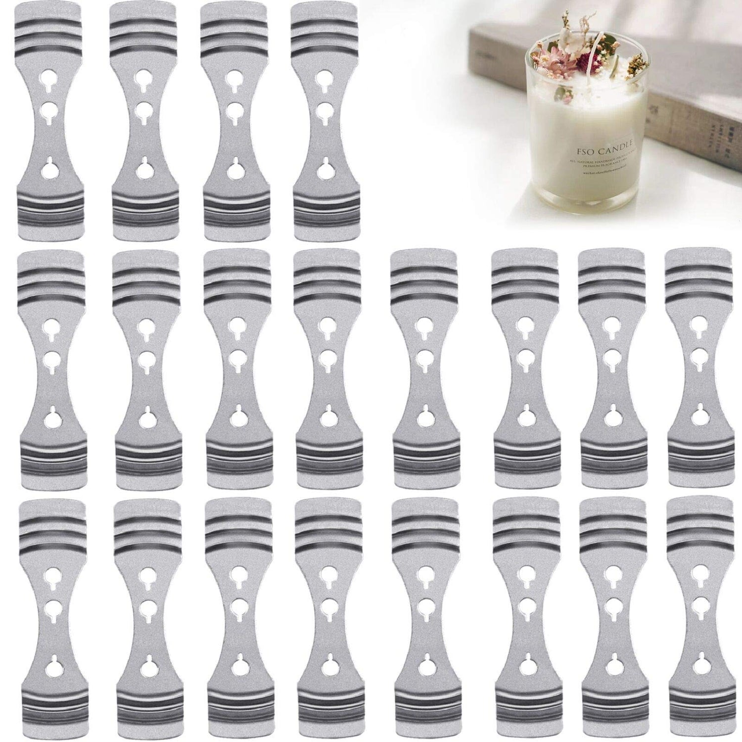 DINGPAI 20pcs Metal Candle Wick Centering Devices, Silver Stainless Steel Candle Wick Holder for Candle Making DINGPAI
