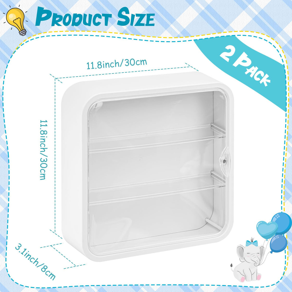 Menkxi 2 Pcs Display Case for Figures 3 Tiers Doll Storage Box Wall Mounted Clear Display Box Dust Proof Display Cabinet Organizer with Magnetic Door Menkxi