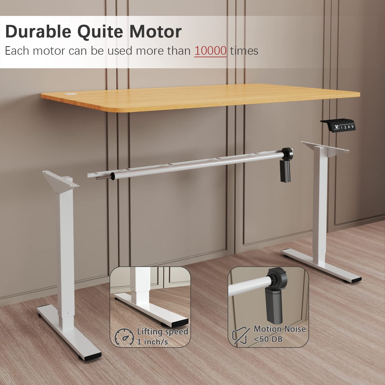 Furmax Electric Height Adjustable Standing Desk Large 55 x 24 Inches Sit Stand Up Desk Home Office Computer Desk Memory Preset with T-Shaped Metal Furmax