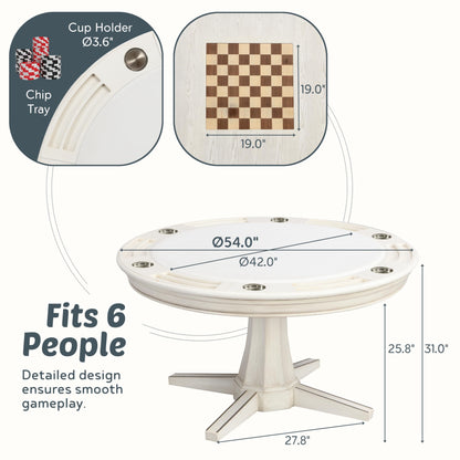 Furniture of America Coleman Transitional Round Wood 3 in 1 Table 54 in. for Dining, Casino Games, Chess, Poker and Domino, Billiard Room Essentials