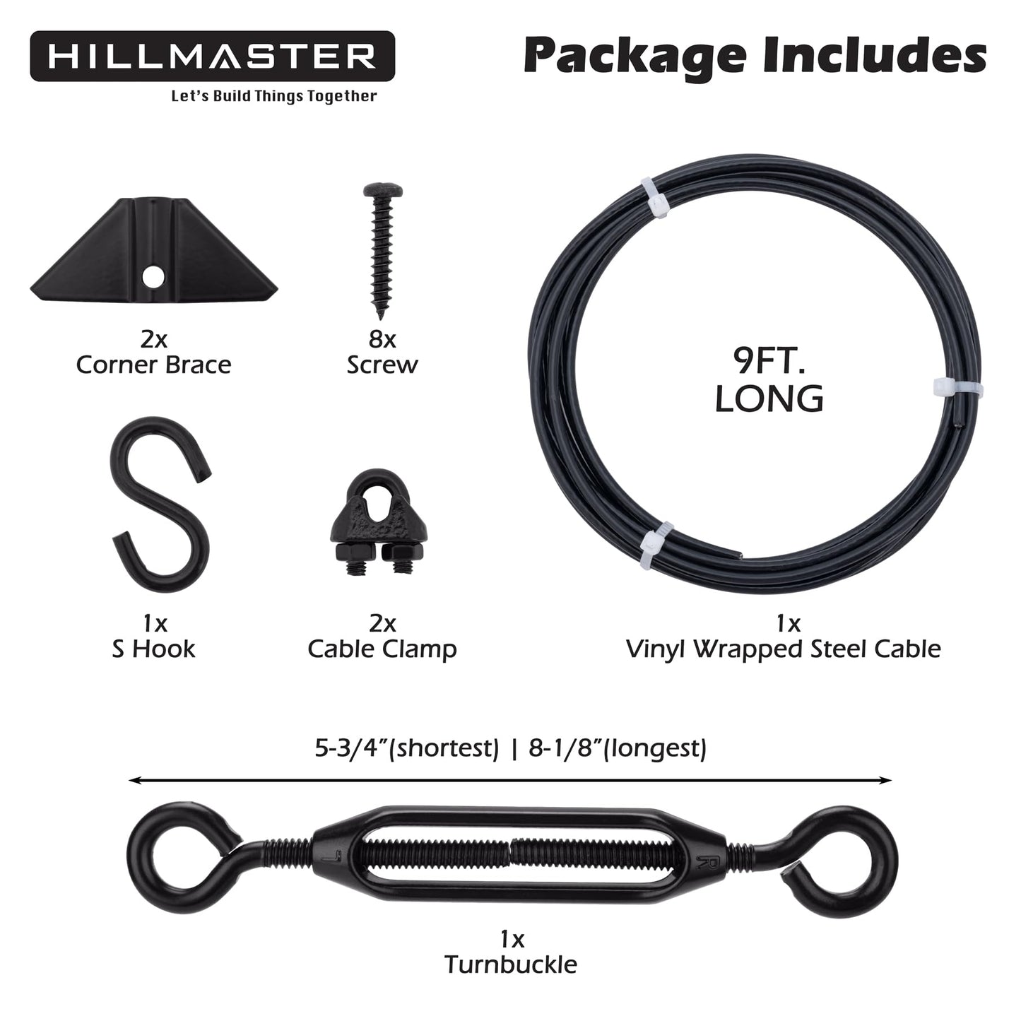 HILLMASTER Durable Anti Sag Gate Kit for Wooden Fence, Anti-Sag Gate Support Cable Kit in Zinc, Anti-Sagging Fence Gate Kit Steel Gate Hardware, Wood - WoodArtSupply