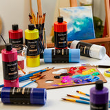 Shuttle Art Acrylic Paint, 15 Pack Acrylic Paint Large Bottle Set, 473ml/16oz Each, 14 Unique Colors and 1 More White, High Viscosity Art Paint for Shuttle Art