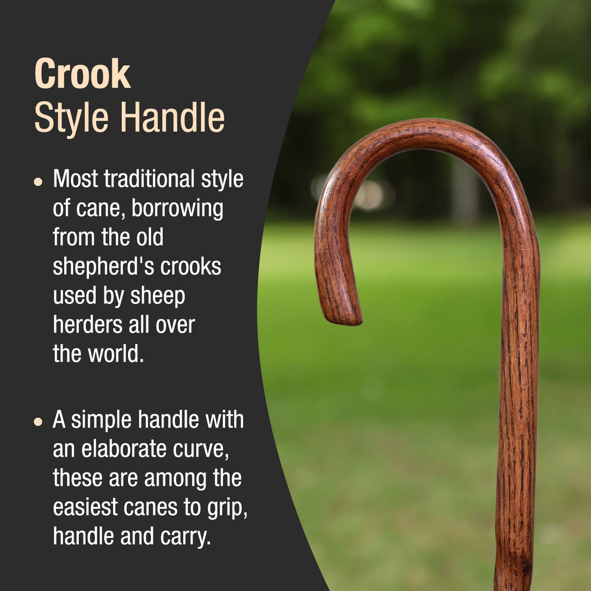 Handcrafted Wood Walking Cane - Made in the USA by Brazos - Twisted Oak Crook Neck Classic - Red Brazos