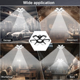 2 Pack LED Garage Light, 200W LED Shop Light, E26/E27 Garage Lights Super Bright Deformable LED Garage Ceiling Light with 6+1 Adjustable Panels XILLUMI CORE