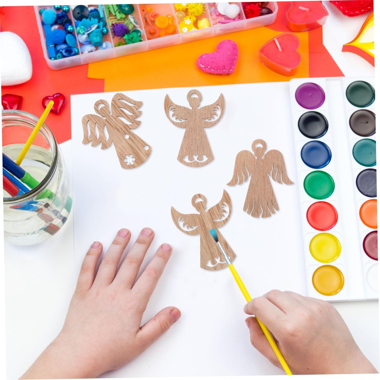 MAGICLULU 50pcs Wooden Angel Pendant Unfinished Wooden Chips Angel Wings for Crafts Christmas Wood Cutouts Blank Angel Wing Angel Christmas Ornaments MAGICLULU