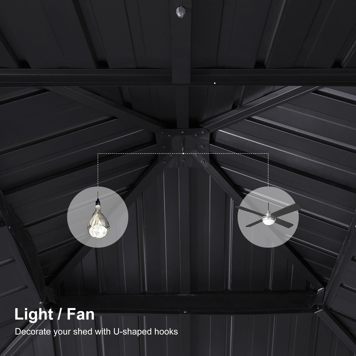 PURPLE LEAF 12' X 12' Outdoor Hardtop Gazebo for Patio Galvanized Steel Double Roof Permanent Canopy Teak Finish Coated Aluminum Frame Pavilion PURPLE LEAF